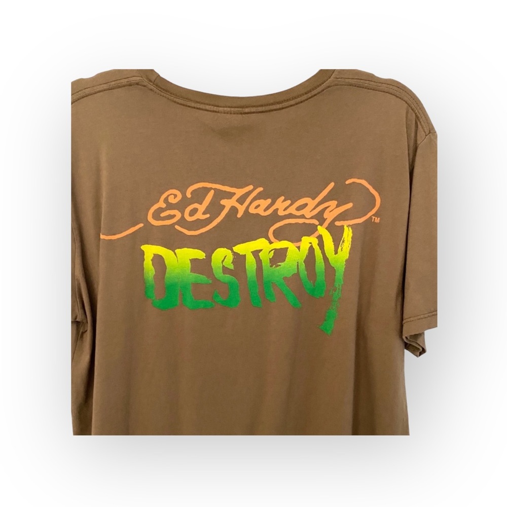 new Ed Hardy 𖦹 Punks Not Dead Barefoot Beach T Shirt Dress 𖦹 Cocoa Brown 𖦹 L - Picture 10 of 16